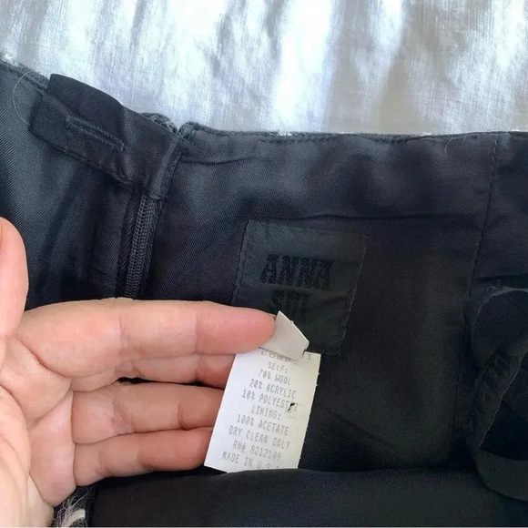 Vintage Anna Sui Fall 1999 90s Striped Plaid Wool Fuzzy Brushed Pencil Skirt - Picture 9 of 9